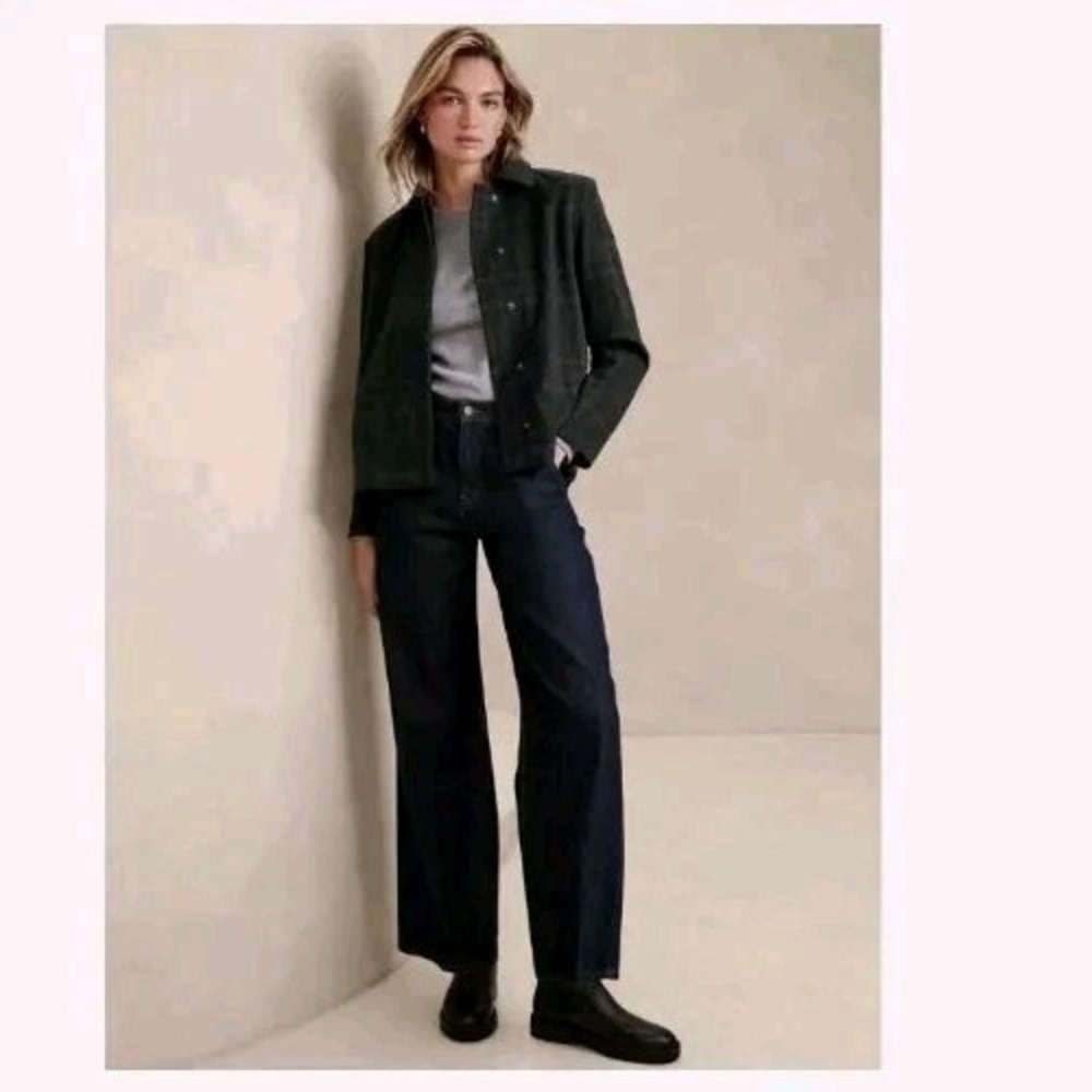 BANANA REPUBLIC SHORT PLAID JACKET, Preppy Navy, Sz XL NWOT